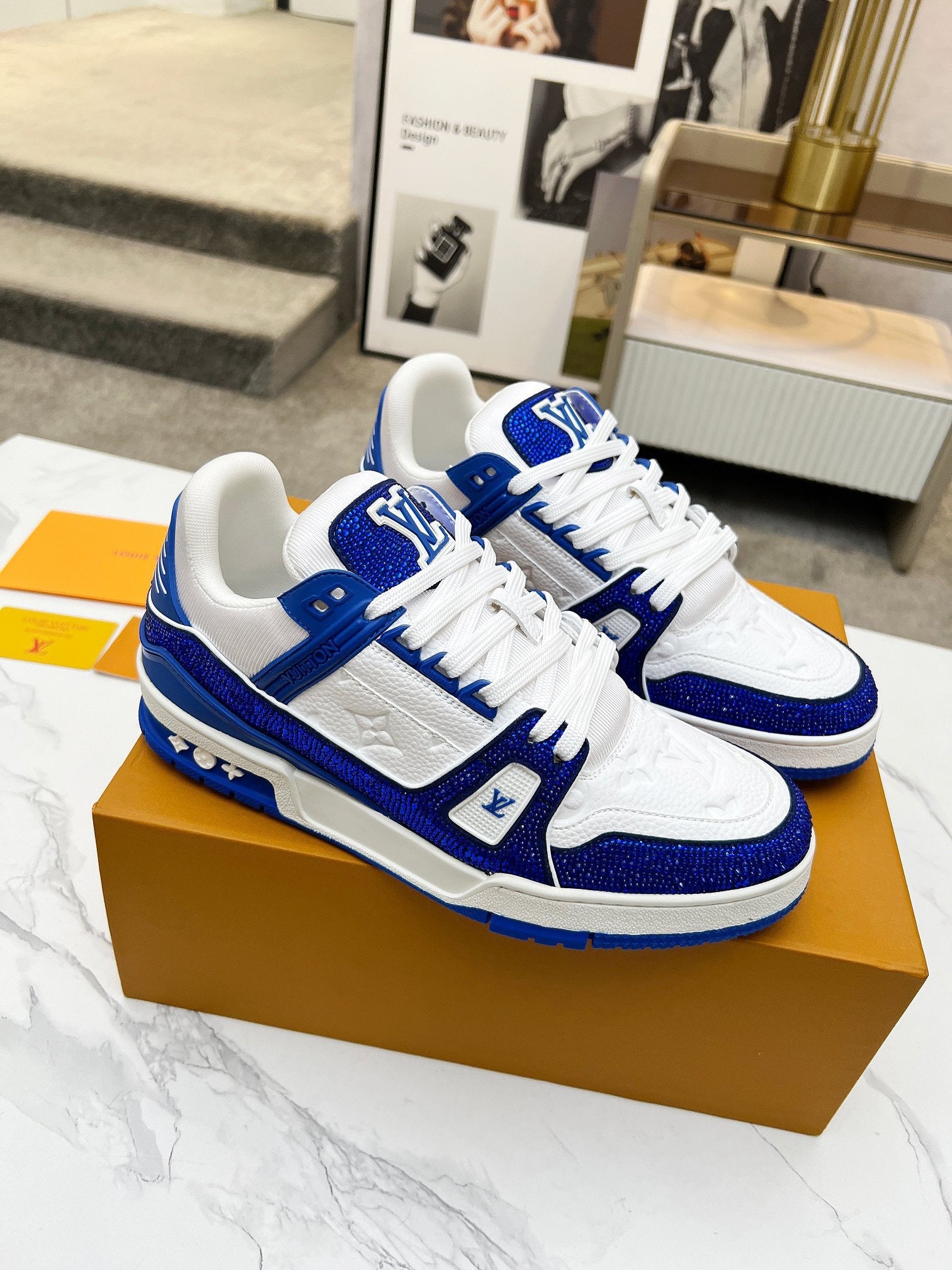 Trainer drilling shoes Light Blue Diamond