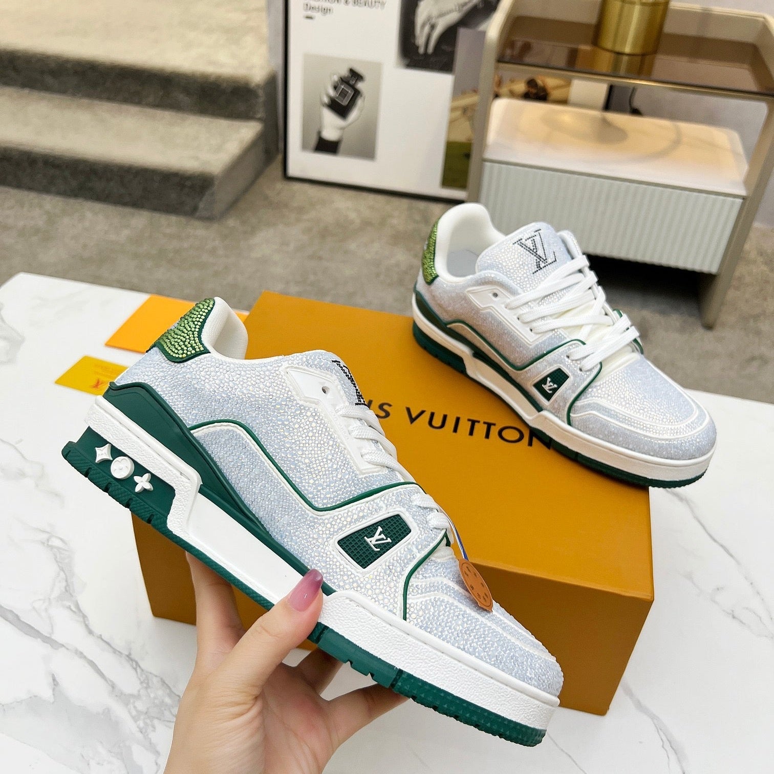 Trainer drilling shoes White green