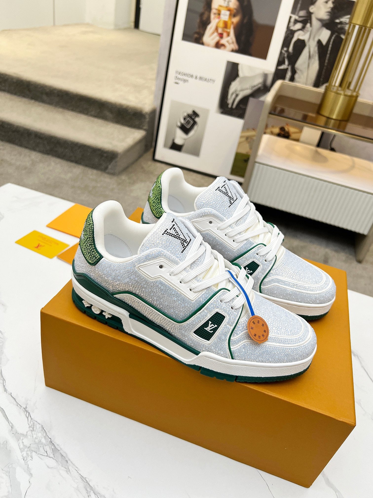 Trainer drilling shoes White green