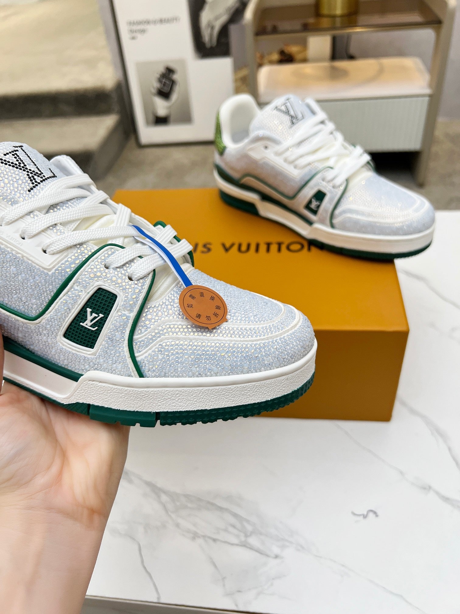 Trainer drilling shoes White green