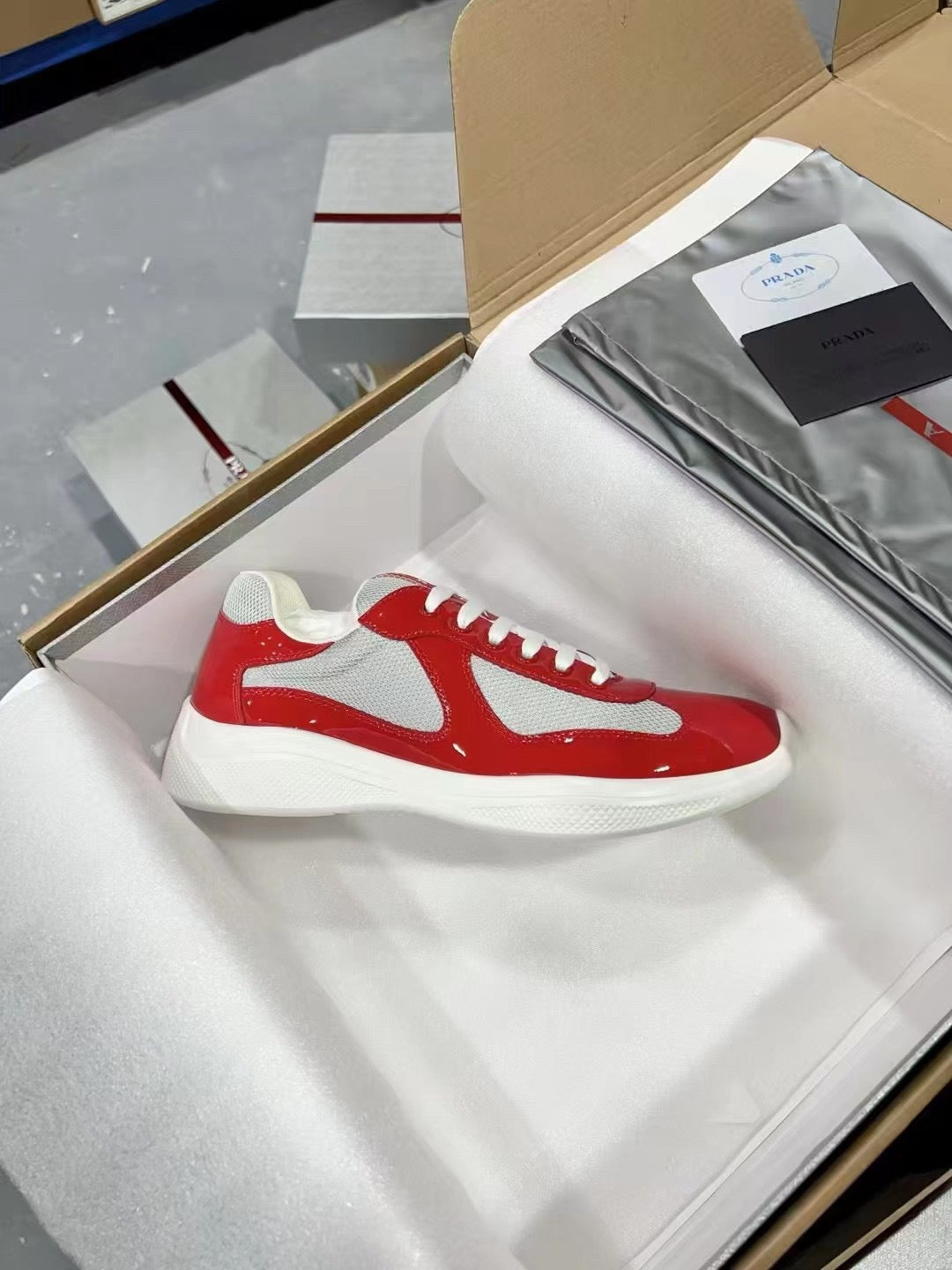 PRADA America's Cup White red patent leather