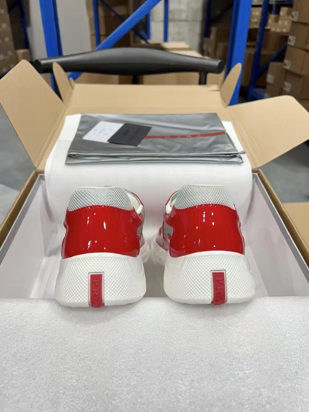 PRADA America's Cup White red patent leather