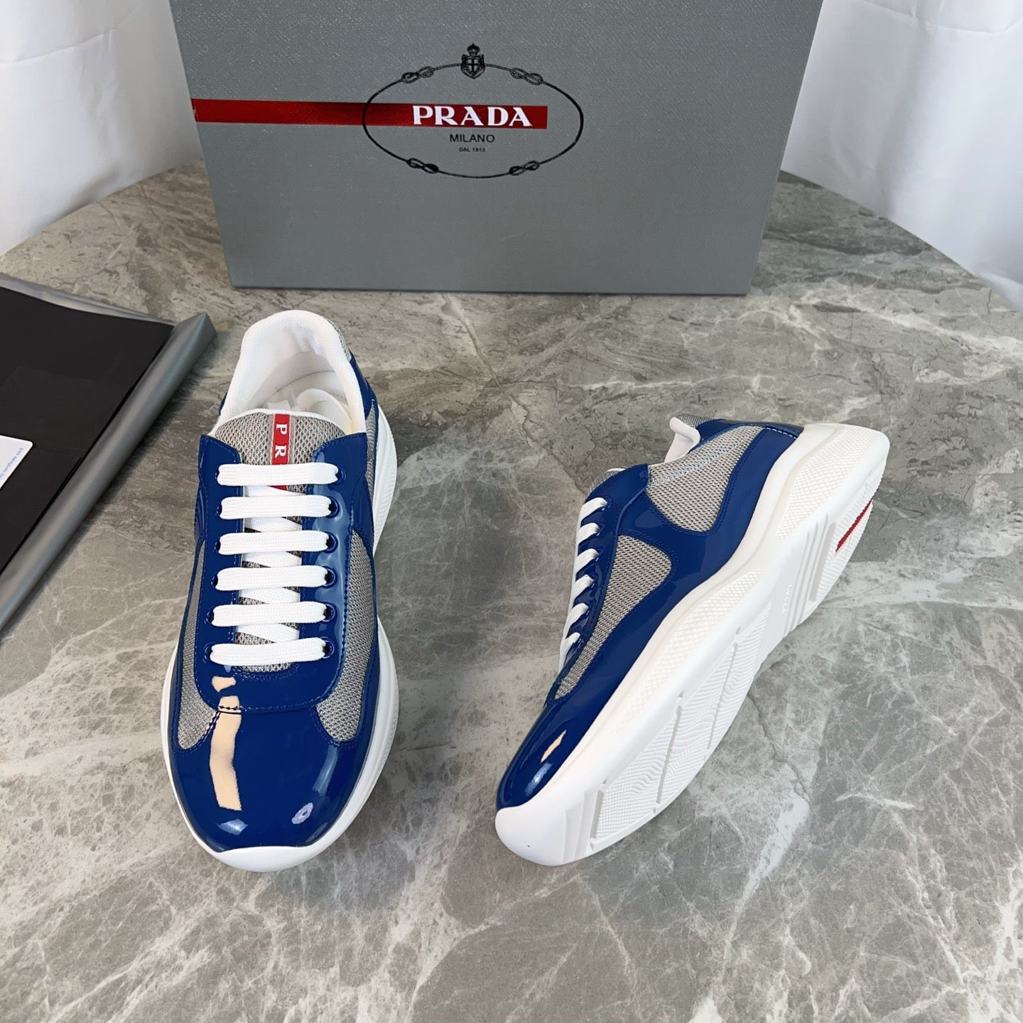 PRADA America's Cup Dark Blue patent leather