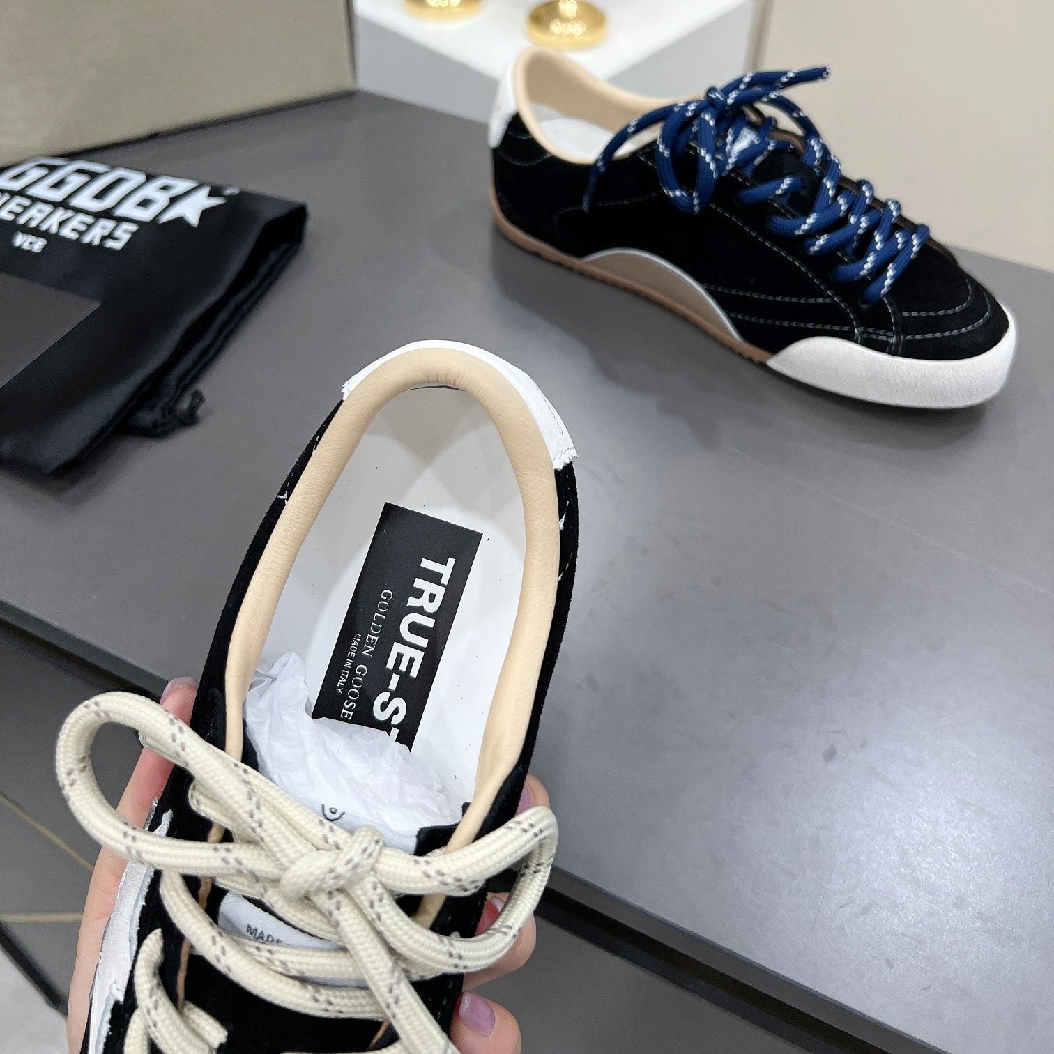 Golden Goose Black background white star