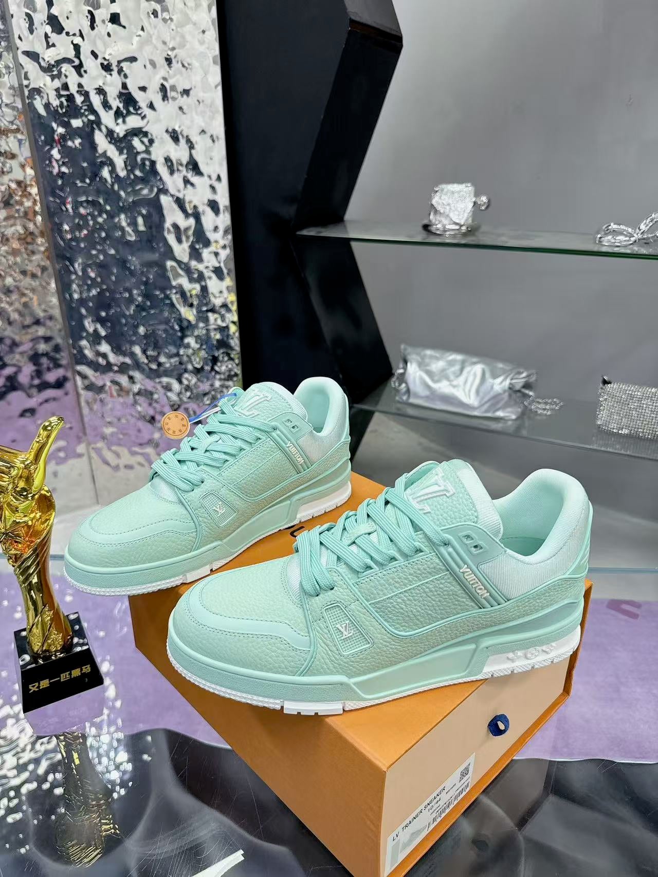 LV Trainer Mint Green White