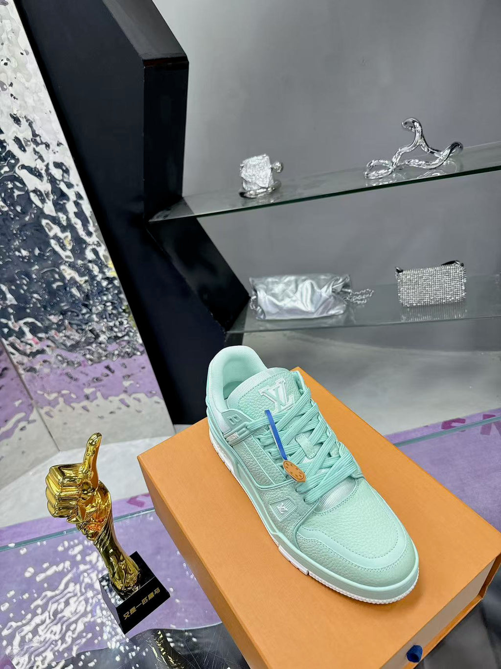 LV Trainer Mint Green White