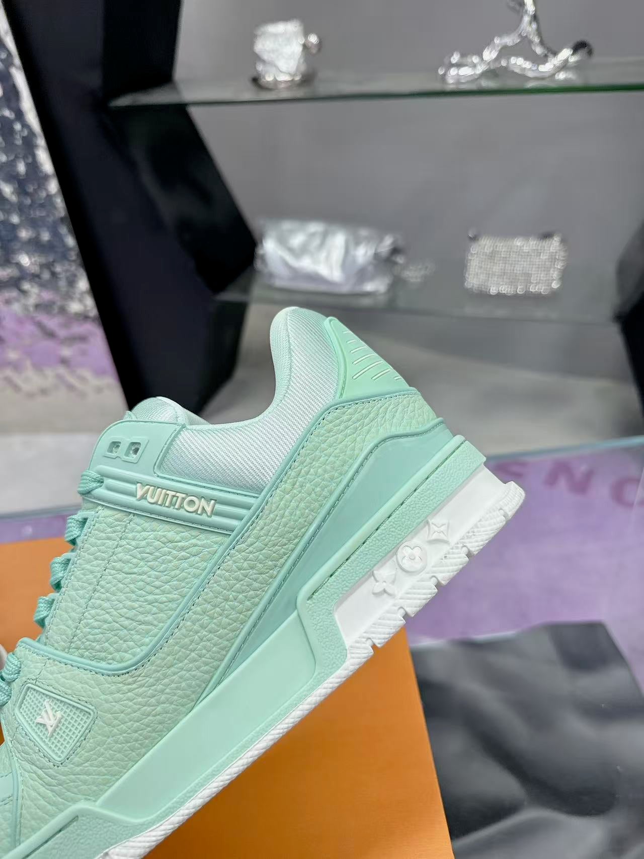 LV Trainer Mint Green White