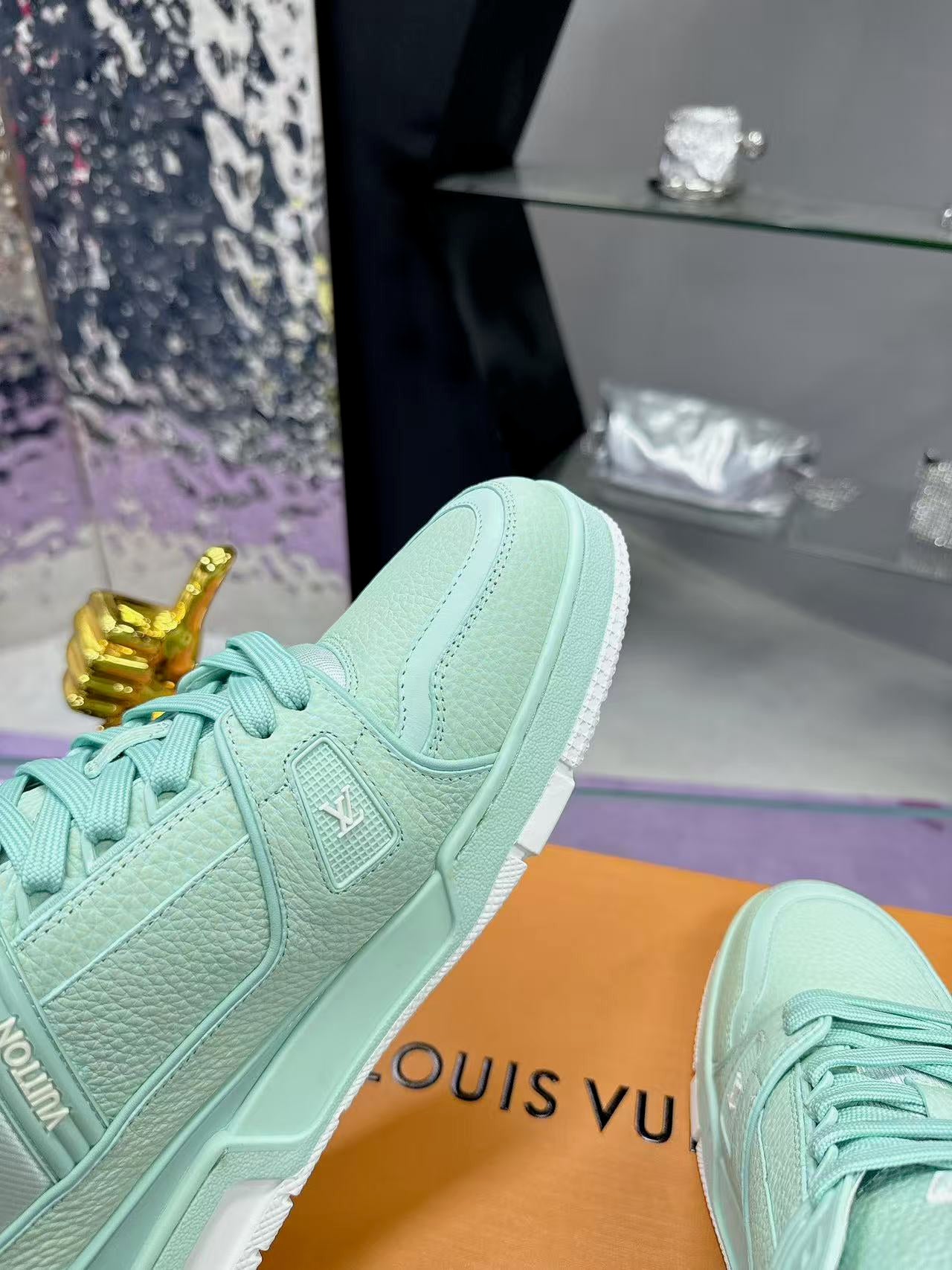 LV Trainer Mint Green White