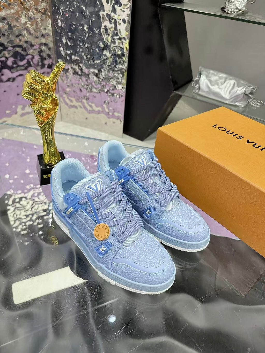 LV trainer light blue and white