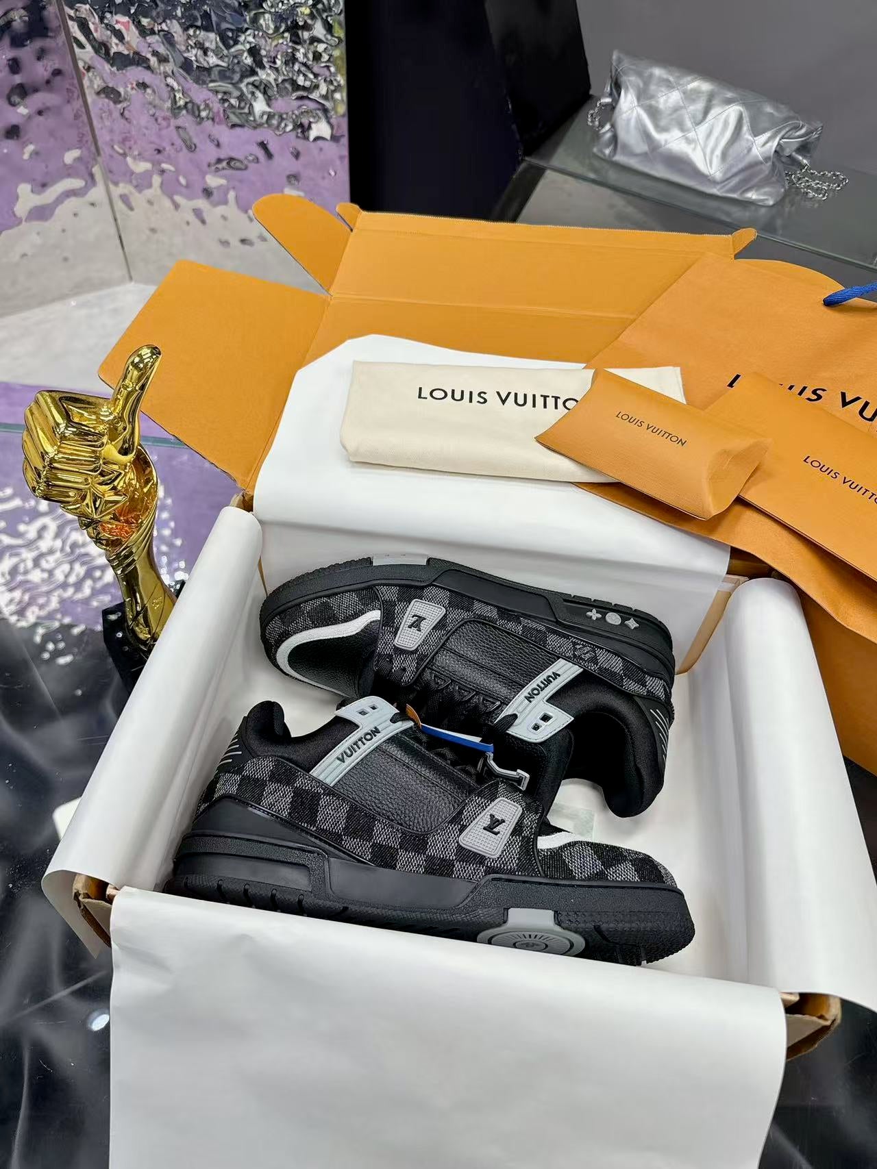 LV trainer black checkerboard