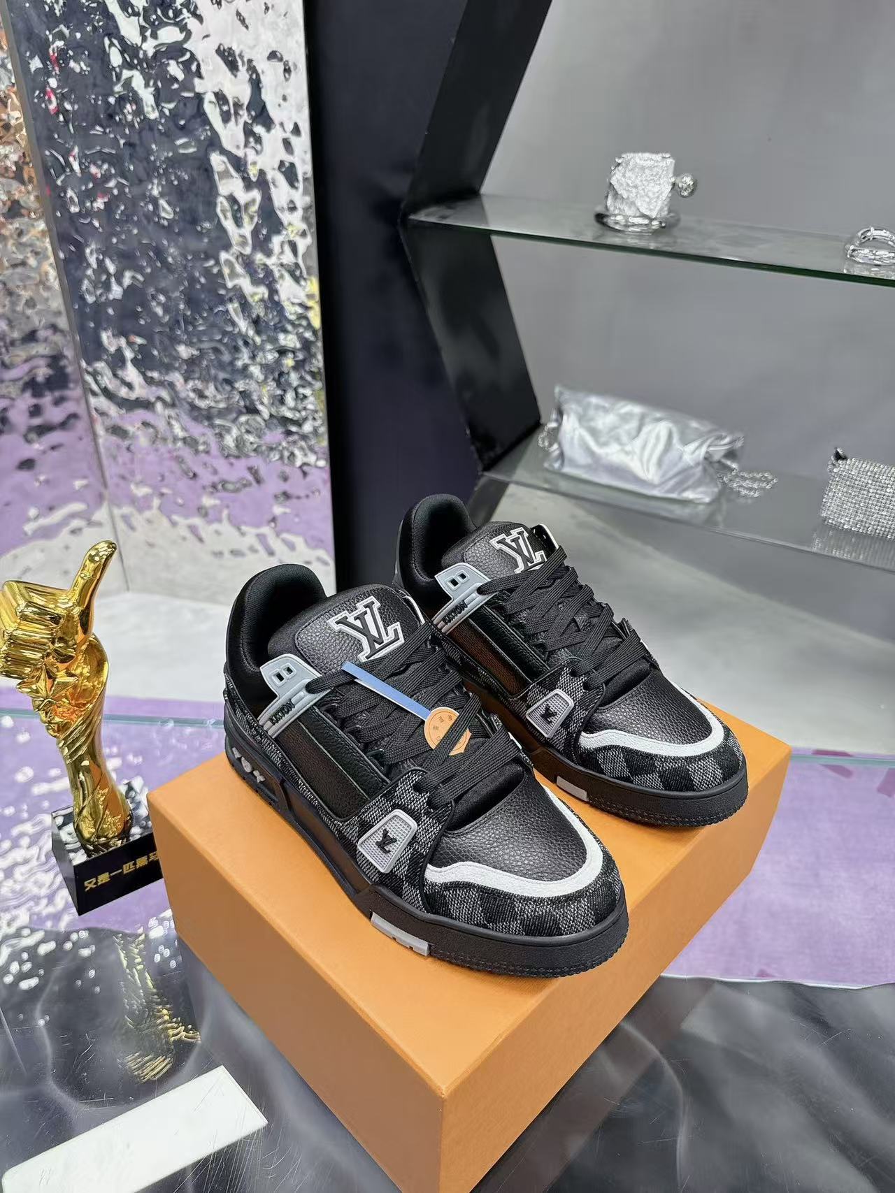 LV trainer black checkerboard