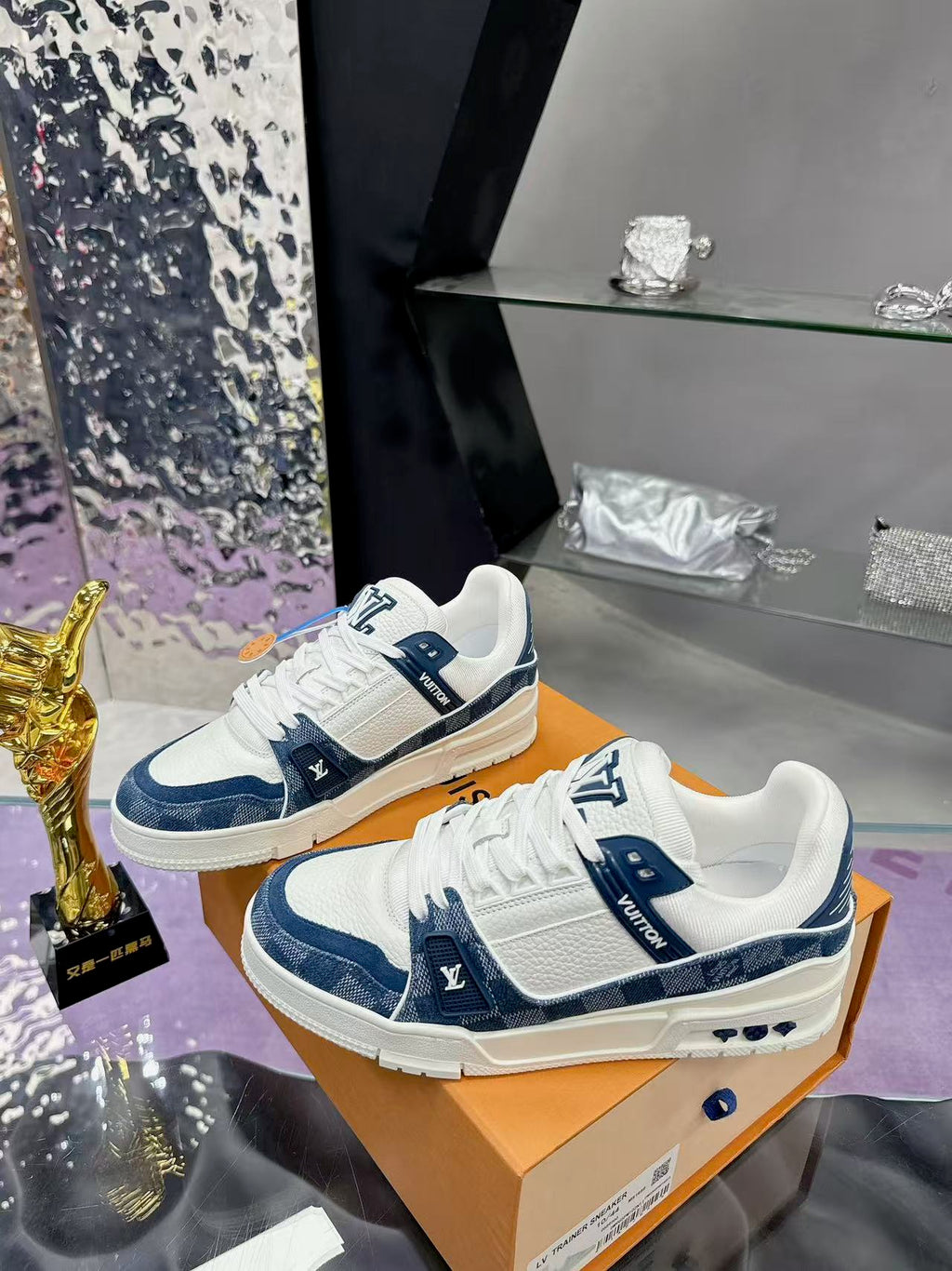 LV trainer blue checkerboard