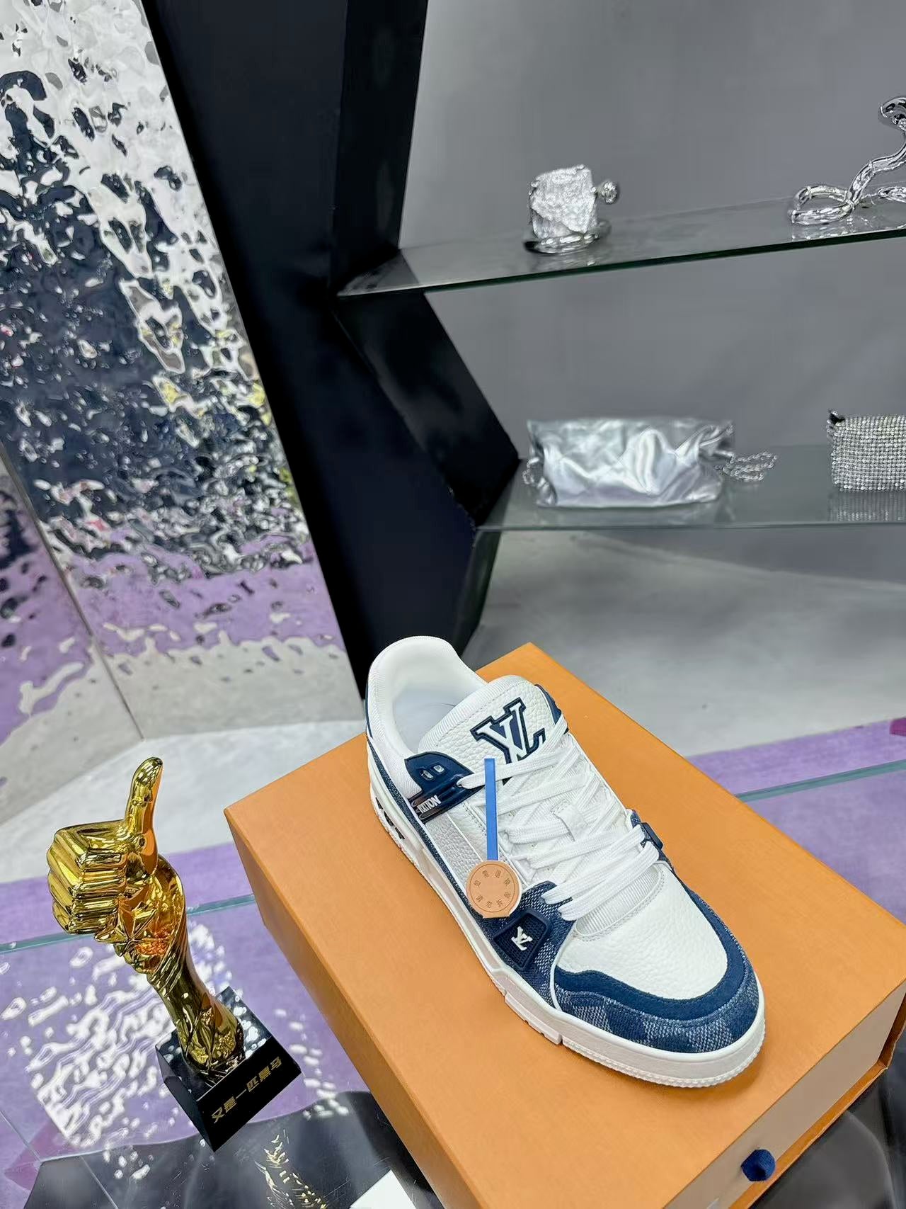 LV trainer blue checkerboard