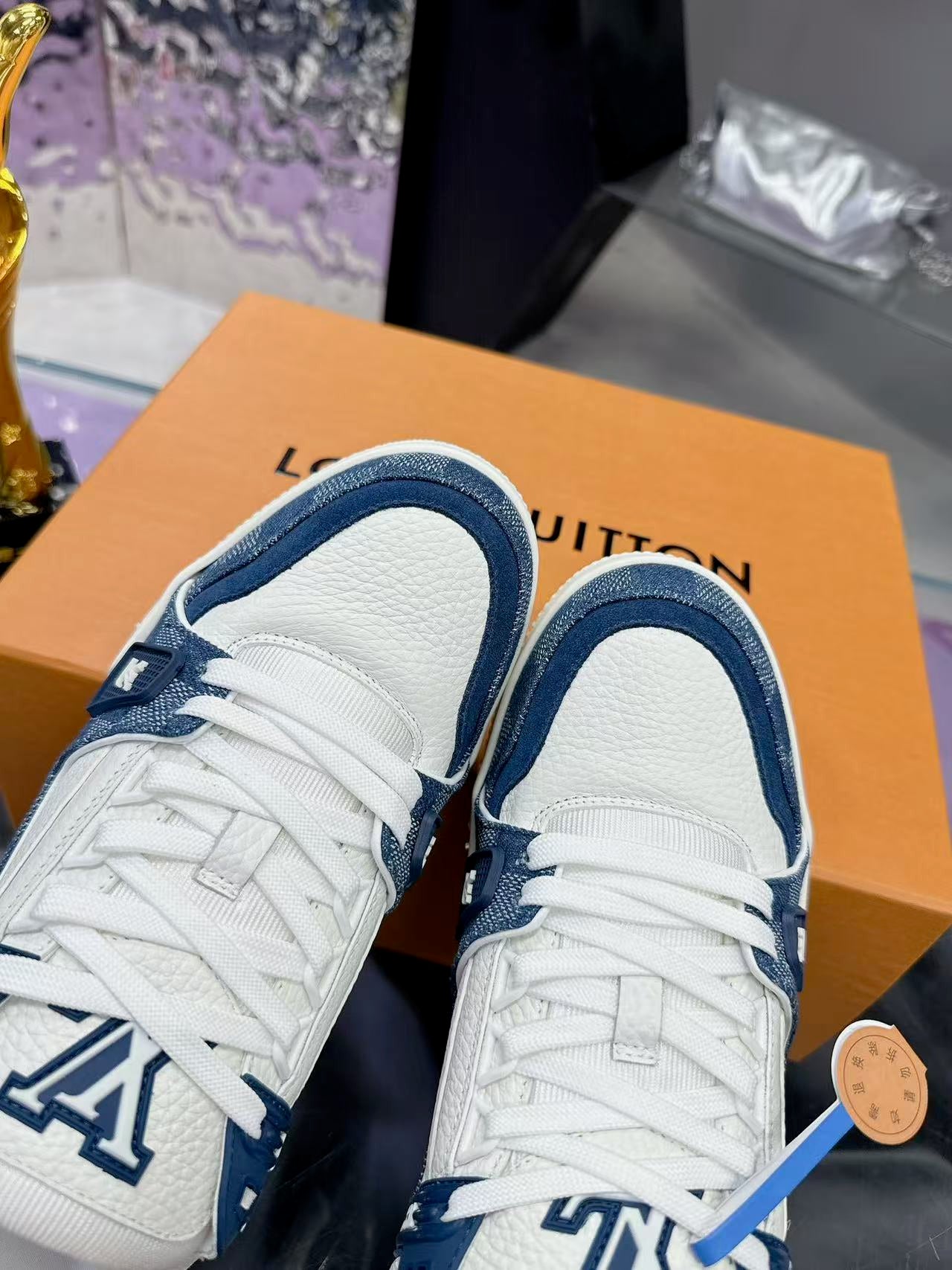LV trainer blue checkerboard