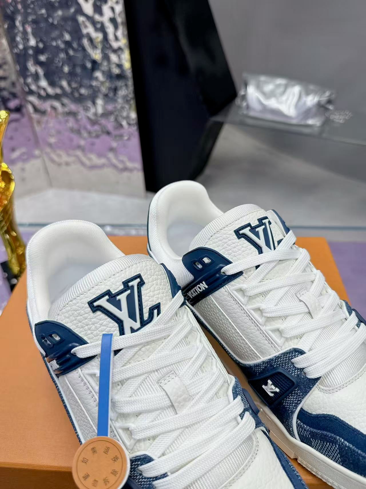 LV trainer blue checkerboard