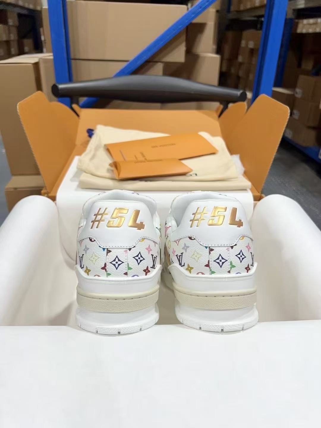 LV Trainer Takashi Murakami White Flowers printed all over