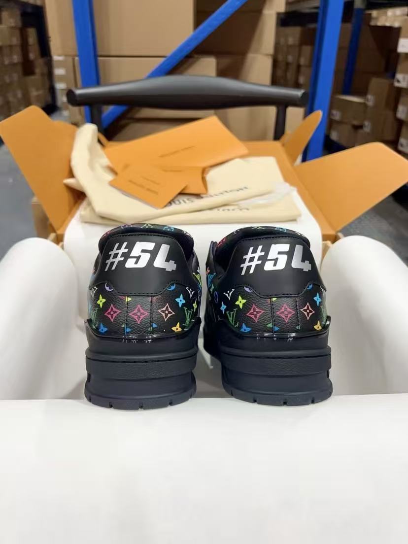 LV Trainer Takashi Murakami Black Flowers printed all over