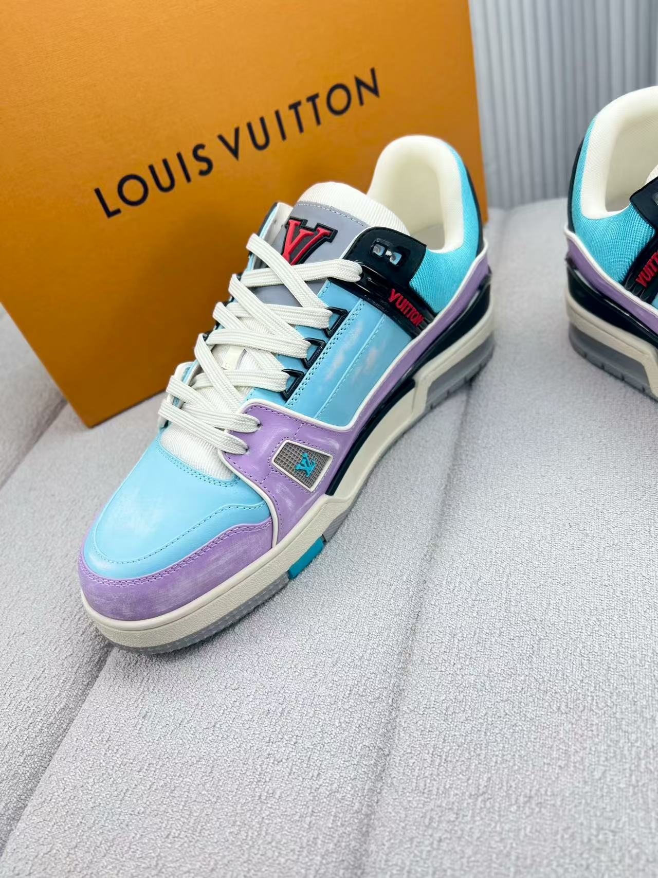 LV trainer blue and purple contrast