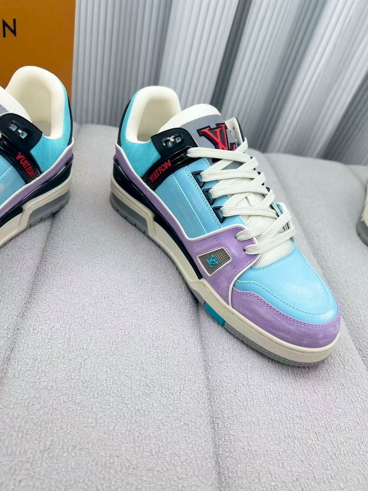 LV trainer blue and purple contrast