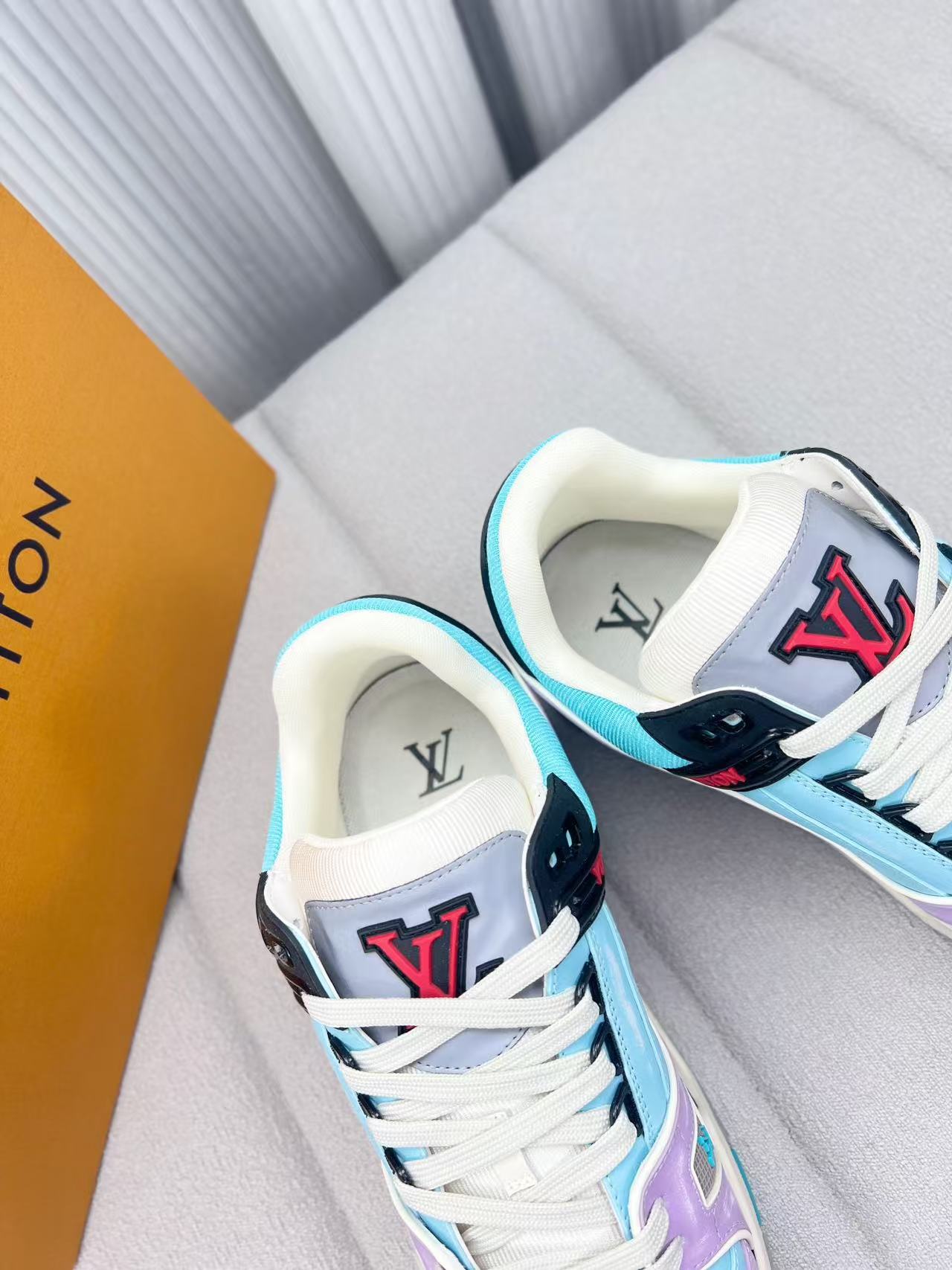 LV trainer blue and purple contrast