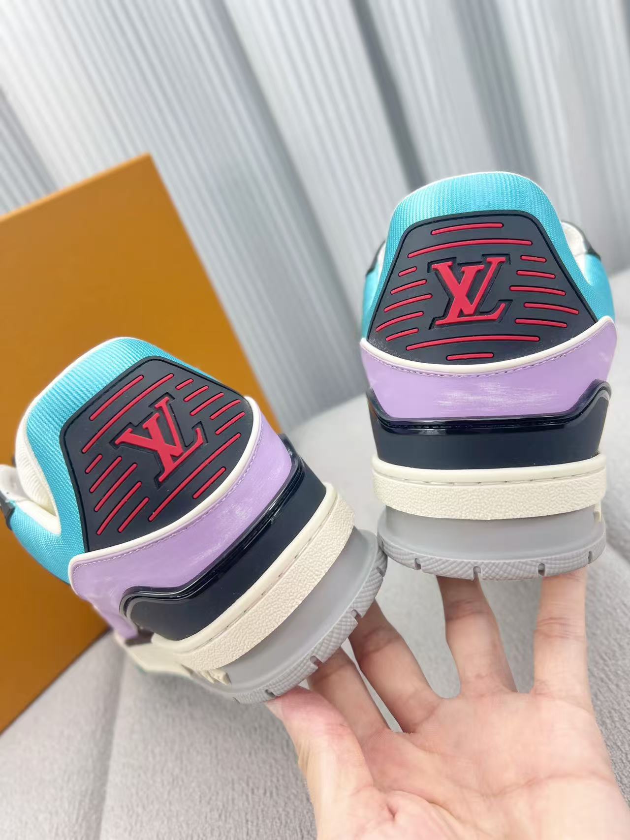 LV trainer blue and purple contrast