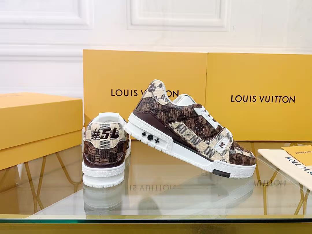 LV  trainer Brown and White Plaid'