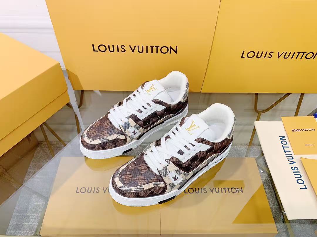 LV  trainer Brown and White Plaid'