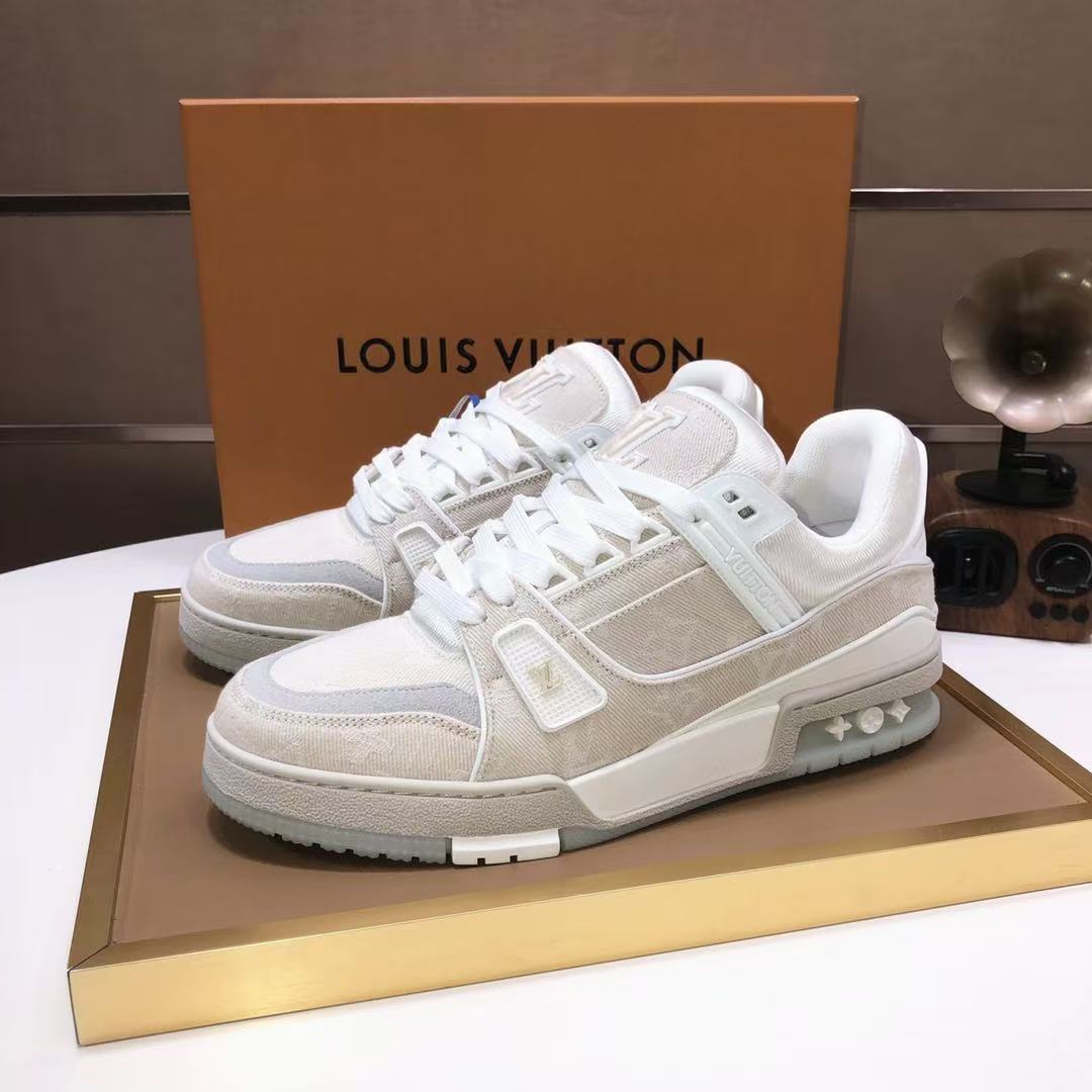 LV Trainers 'Beige Denim'  crystal bottom