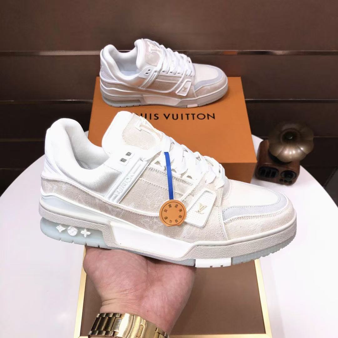 LV Trainers 'Beige Denim'  crystal bottom