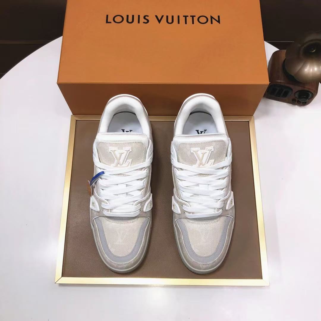 LV Trainers 'Beige Denim'  crystal bottom