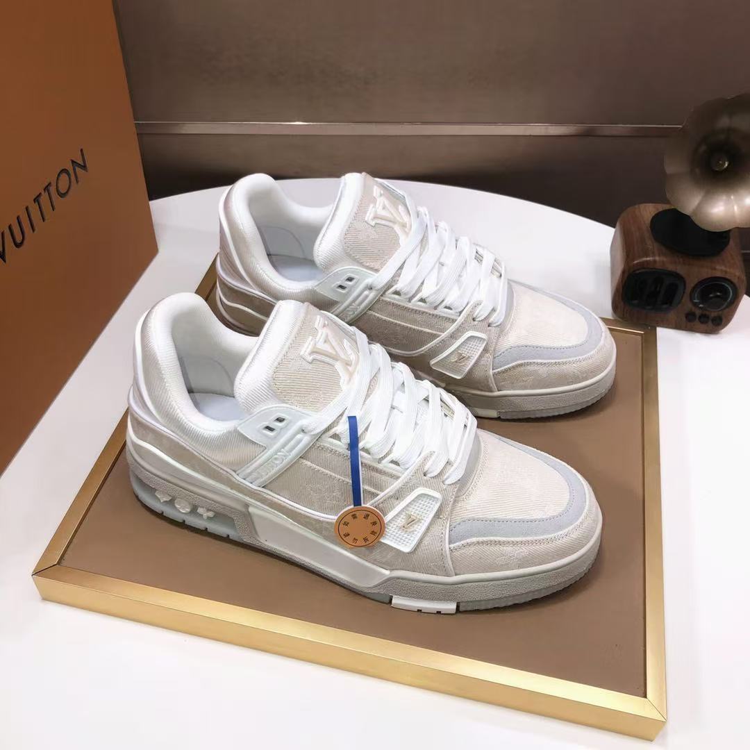 LV Trainers 'Beige Denim'  crystal bottom