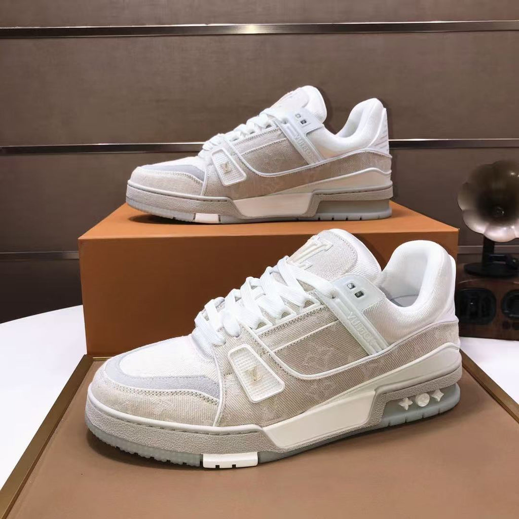 LV Trainers 'Beige Denim'  crystal bottom