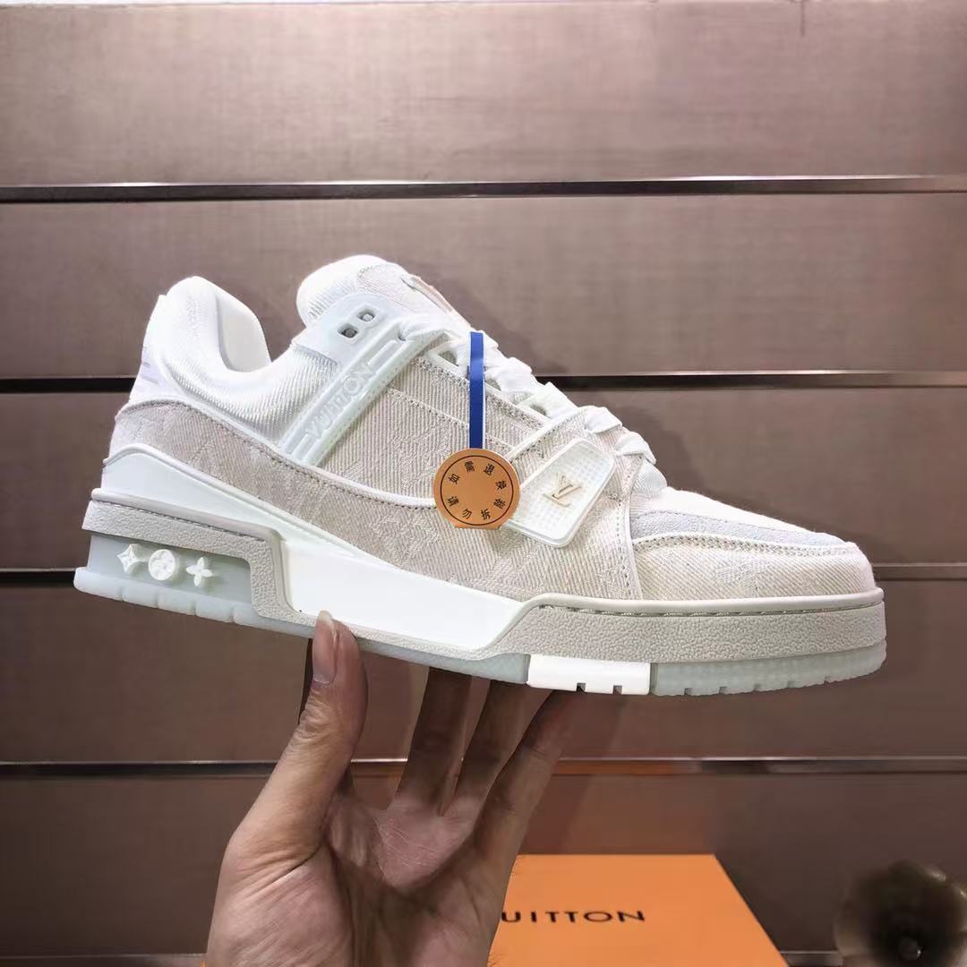 LV Trainers 'Beige Denim'  crystal bottom