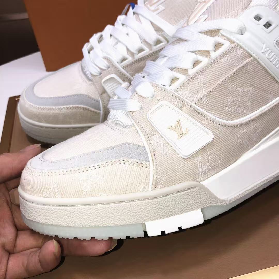 LV Trainers 'Beige Denim'  crystal bottom