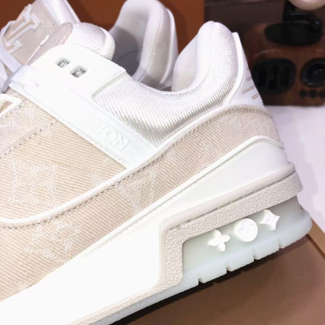 LV Trainers 'Beige Denim'  crystal bottom