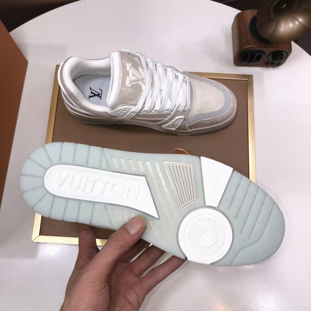 LV Trainers 'Beige Denim'  crystal bottom