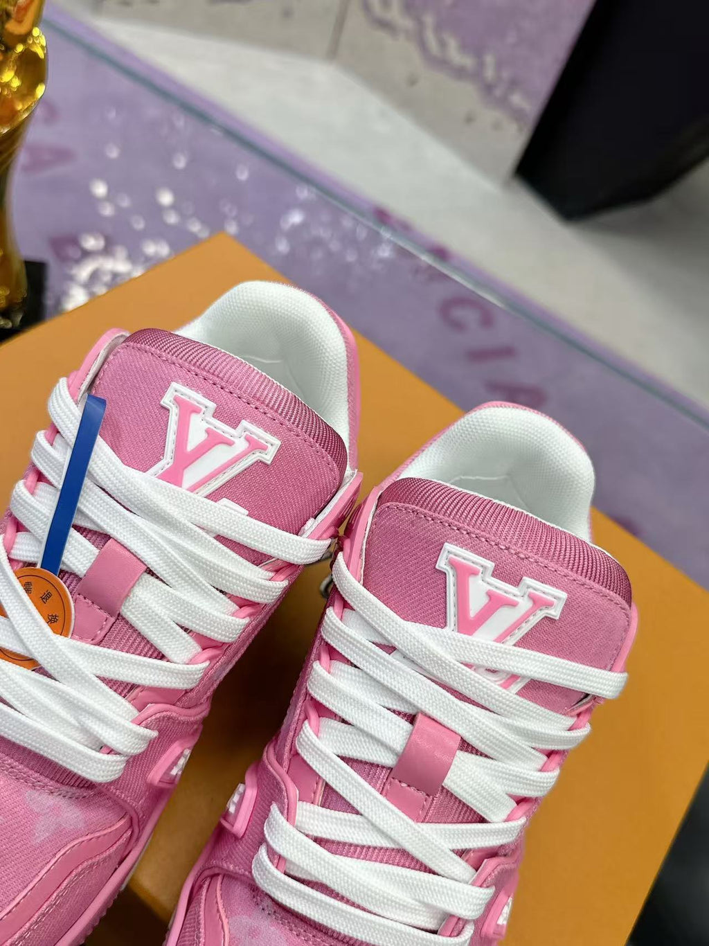 LV trainer pink denim