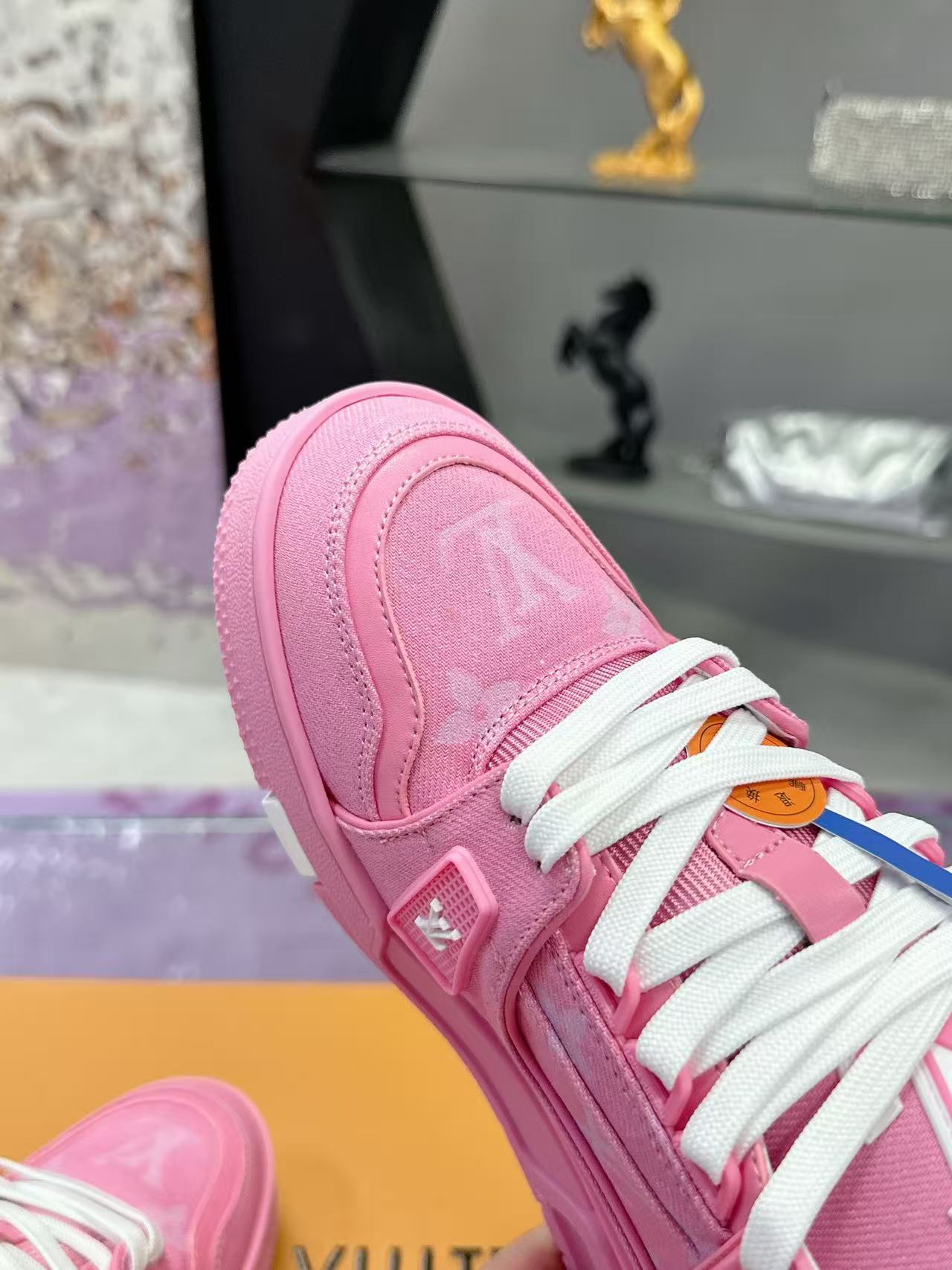 LV trainer pink denim